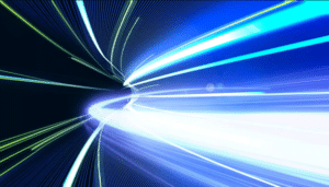 light travels at around 300,000 km per second